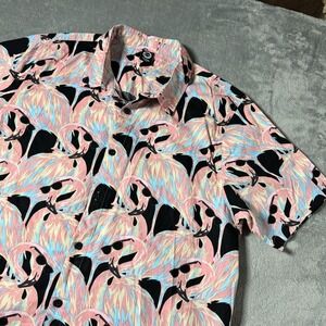 Neff Mens L Pink Flamingo Sunglasses All over Print Short Sleeve Button‎ Shirt